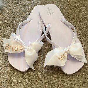 White bridal flip-flops